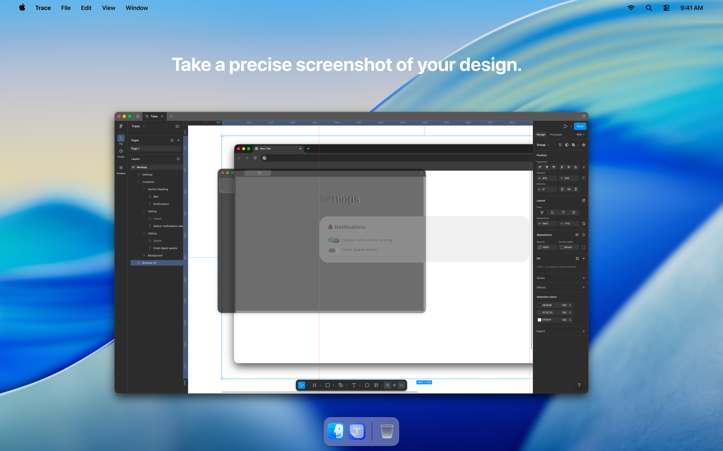 Trace design overlay