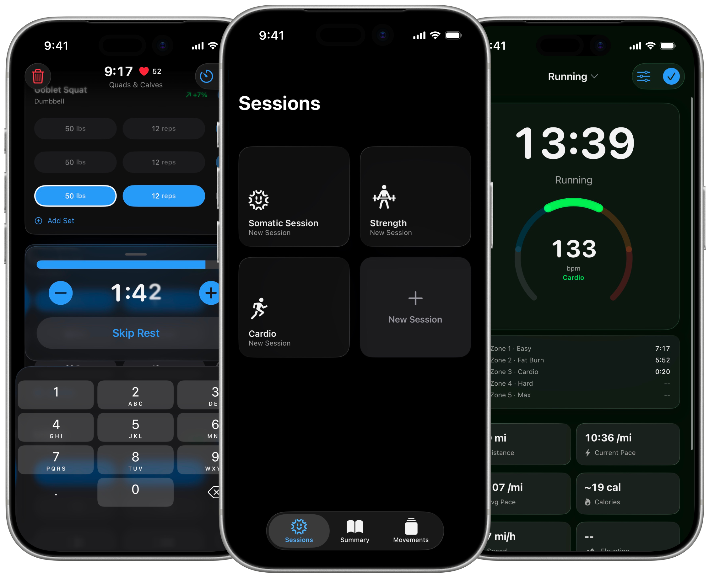 The Somatic app homescreen showing Session icons
