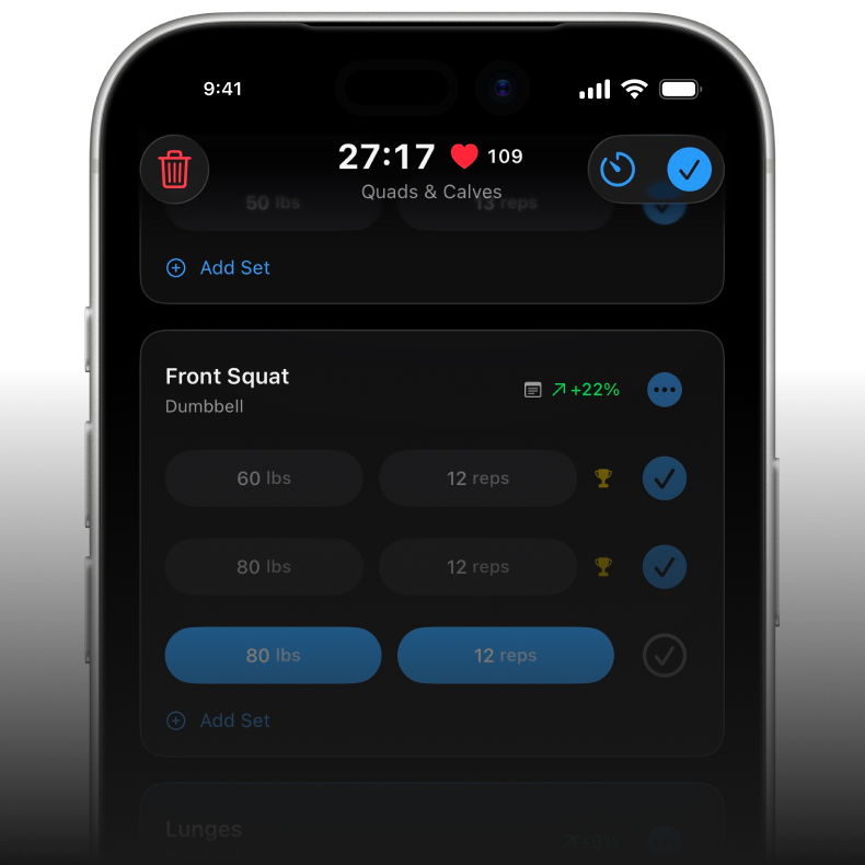 Personal record and volume tracking
